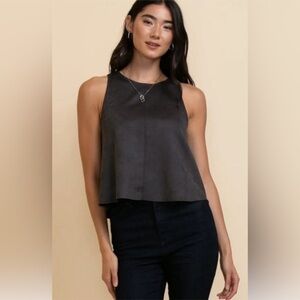 Rickis Faux Suede Tank Top Charcoal